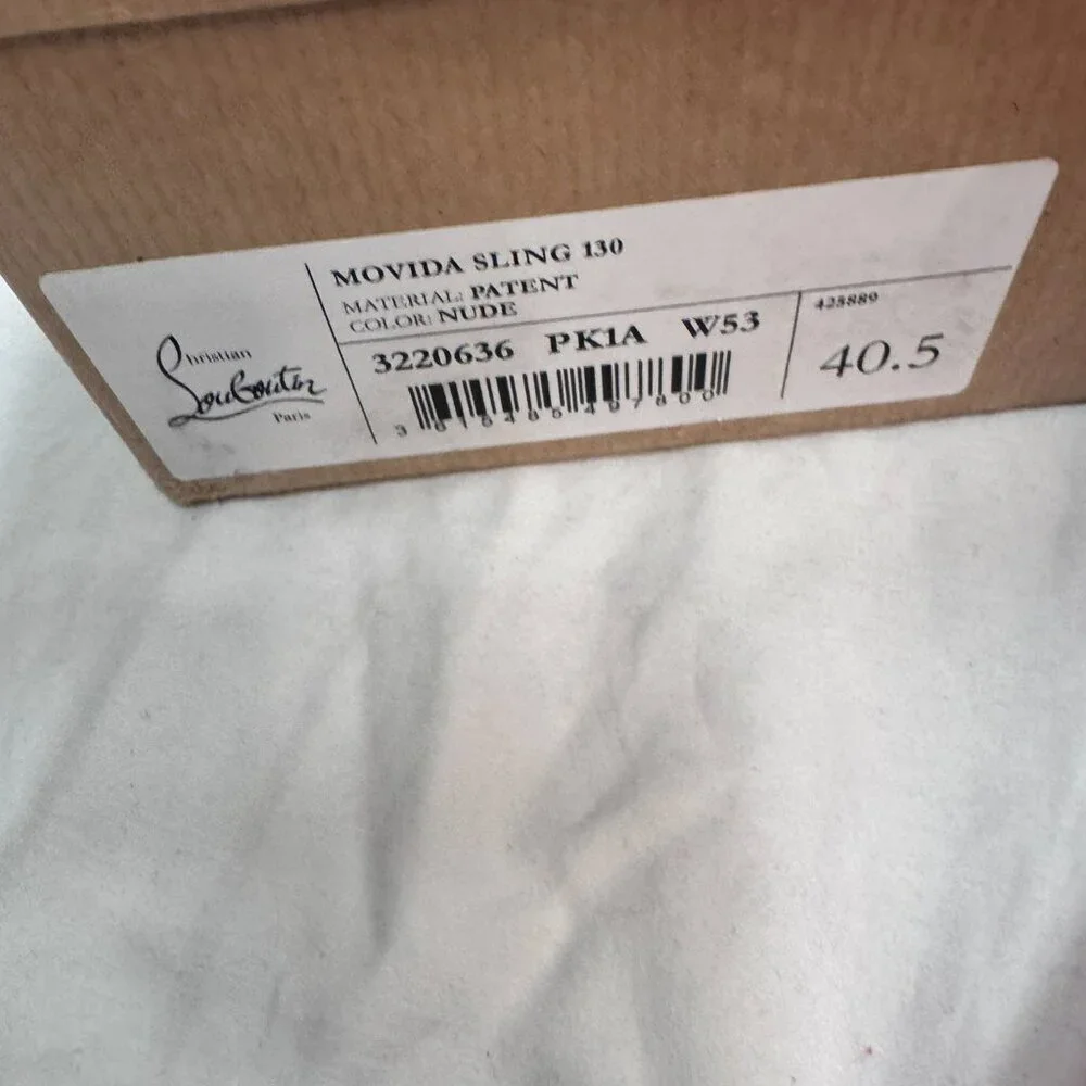 Christian Louboutin Movida Sling 130 Patent Heels – Nude (40.5 Dust Bag & Box)